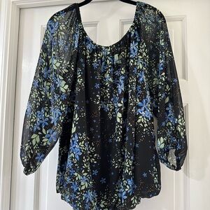 City Chic Blouse color Blue Ditsy size 16 New With Tag NWT